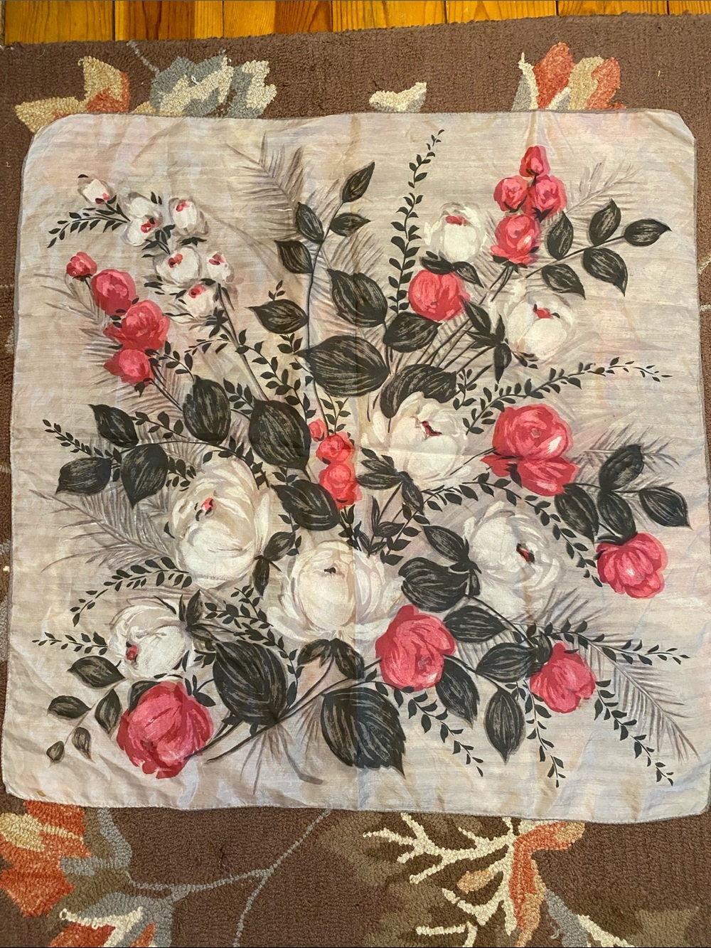 Vintage Silk Abstract Floral Print scarf